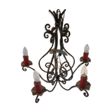 Lustre en fer forgé à 5 branches électrifié