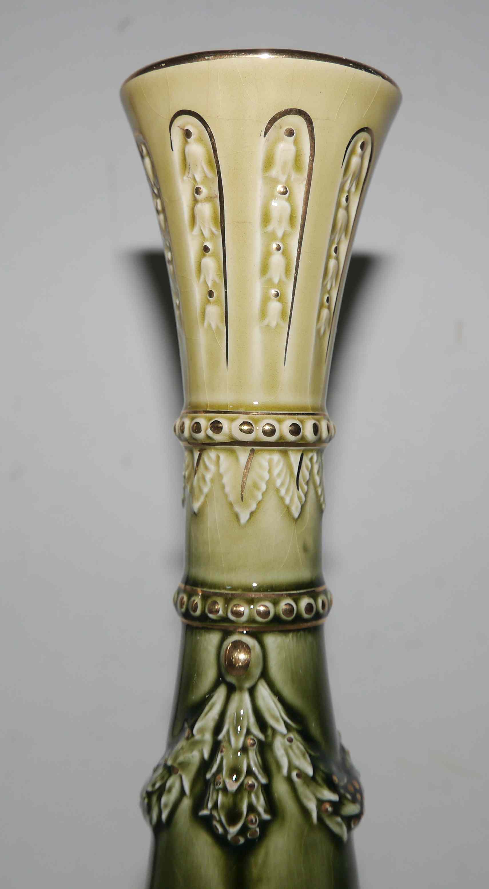Pair of art deco soliflore vases in slurry