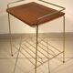 Side table - wooden and gold metal magazine rack