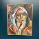 Original Swedish Oil on Canvas – “Cubist Woman Portrait” by Jan Pålsson – Signed – Dated 1980 – Vintage & Framed – 77 × 62 cm