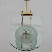Gallotti & Radice Mid-century Modern Italian Brass and Crystal Pendant, 70s