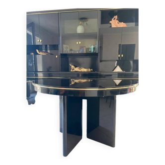 Table prestige extensible laqué noir et doré