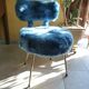 Paire de chaises moumoute bleu canard