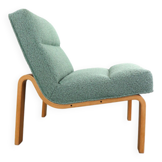 Danish Plywood Lounge Chair by Magnus Olesen,  in mint bouclé