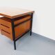 Vintage modernist double-sided desk in mahogany and black metal from the 1960s