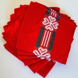 Set of tablecloth and 6 napkins Antique Basque cotton linen France 1950