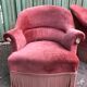 Duo de fauteuils vintage crapaud en velours saumon