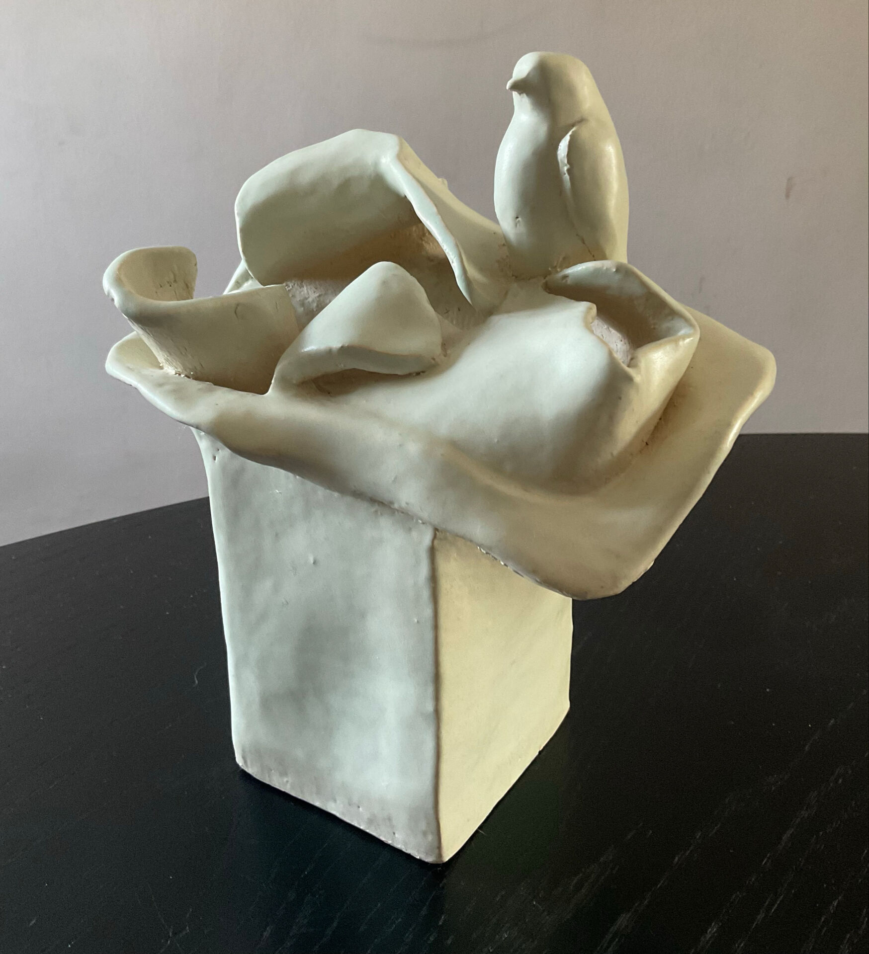 Vintage ceramic vase, glazed and signed.