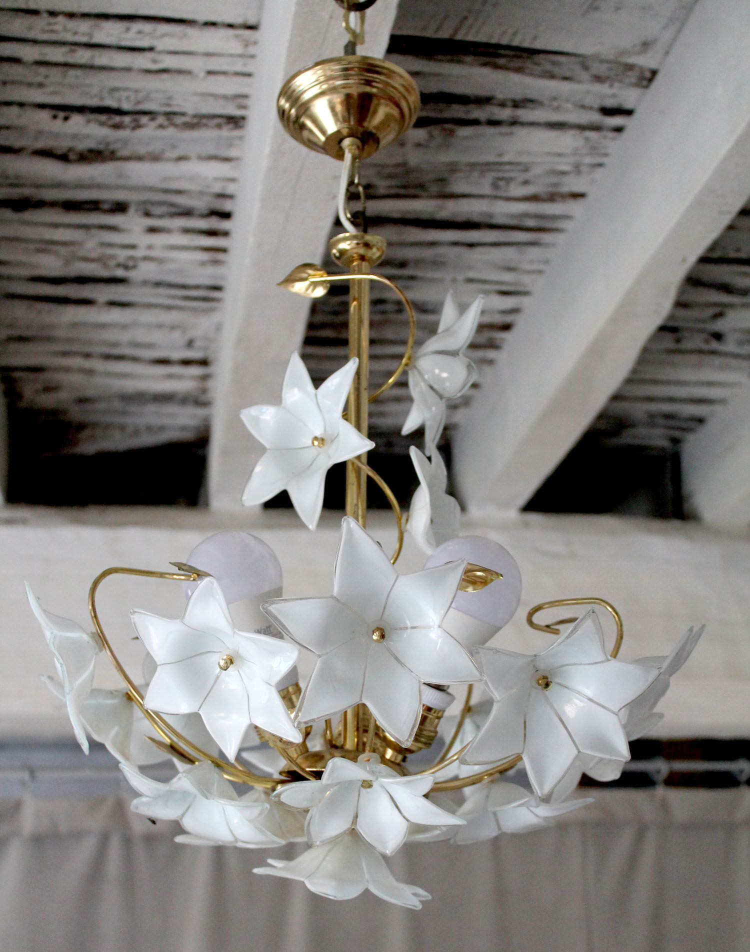 Murano and brass glass flowers