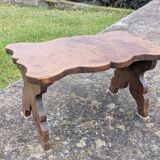 Low Stool Footrest Antique Oak Wood