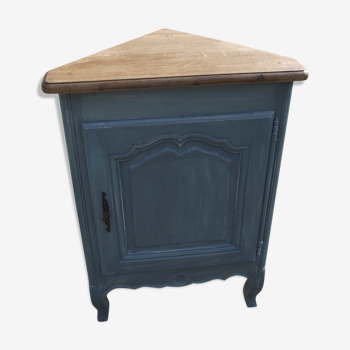 Louis xv style notch in solid oak patinated blue grey