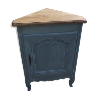 Louis xv style notch in solid oak patinated blue grey