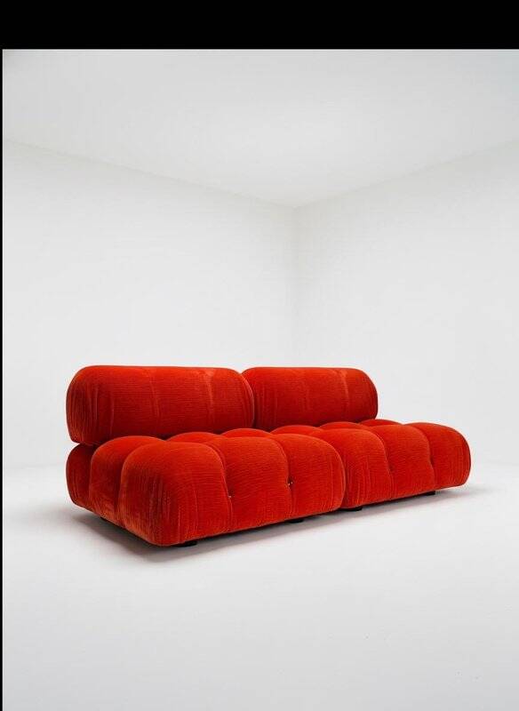 Vintage Modular Sofa in Original Velvet by Mario Bellini for C&B Italia, 1973, Set of 2