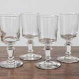 4 verres à vin blanc anciens à pied balustre en verre du XIXe