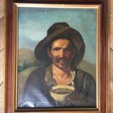 "Spanish beggar with bowl" oil on canvas 19th century