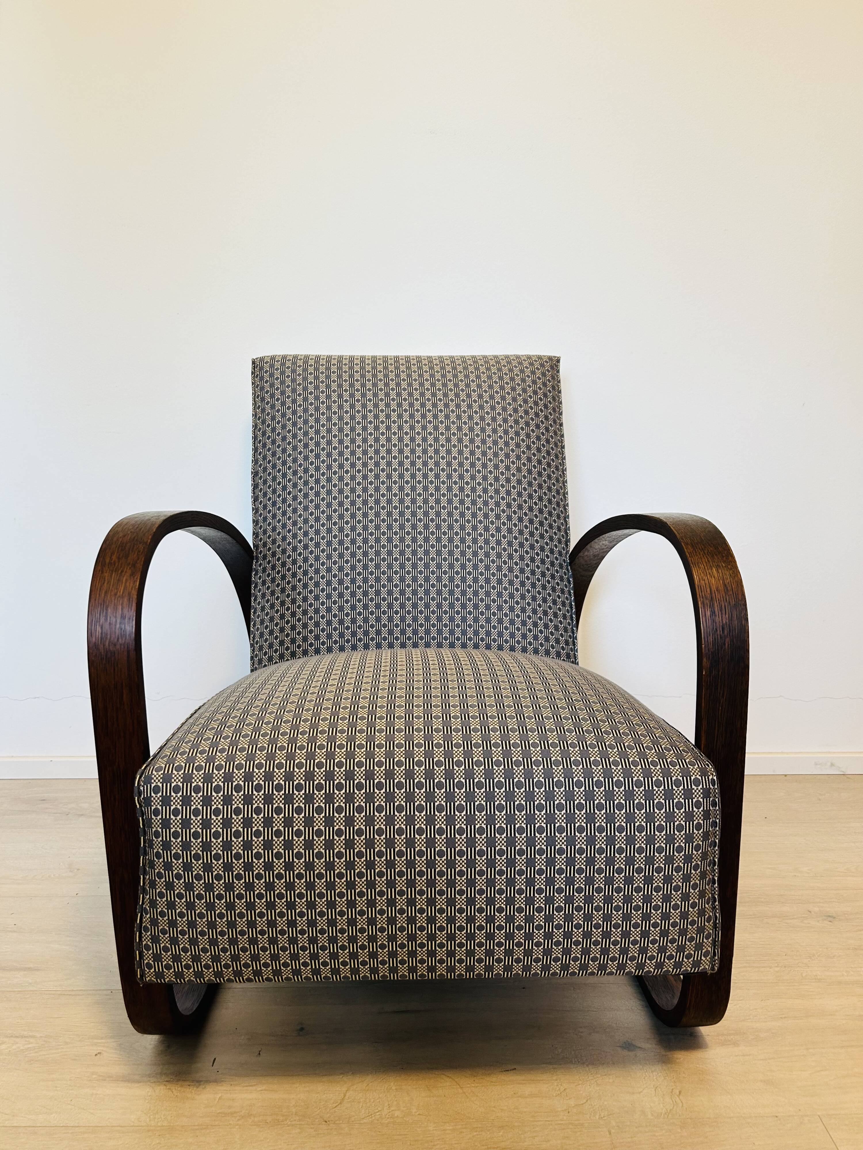 Fully restored Vintage Armchair by Jindrich Halabala model H-70 from Czechoslovakia 1950’s