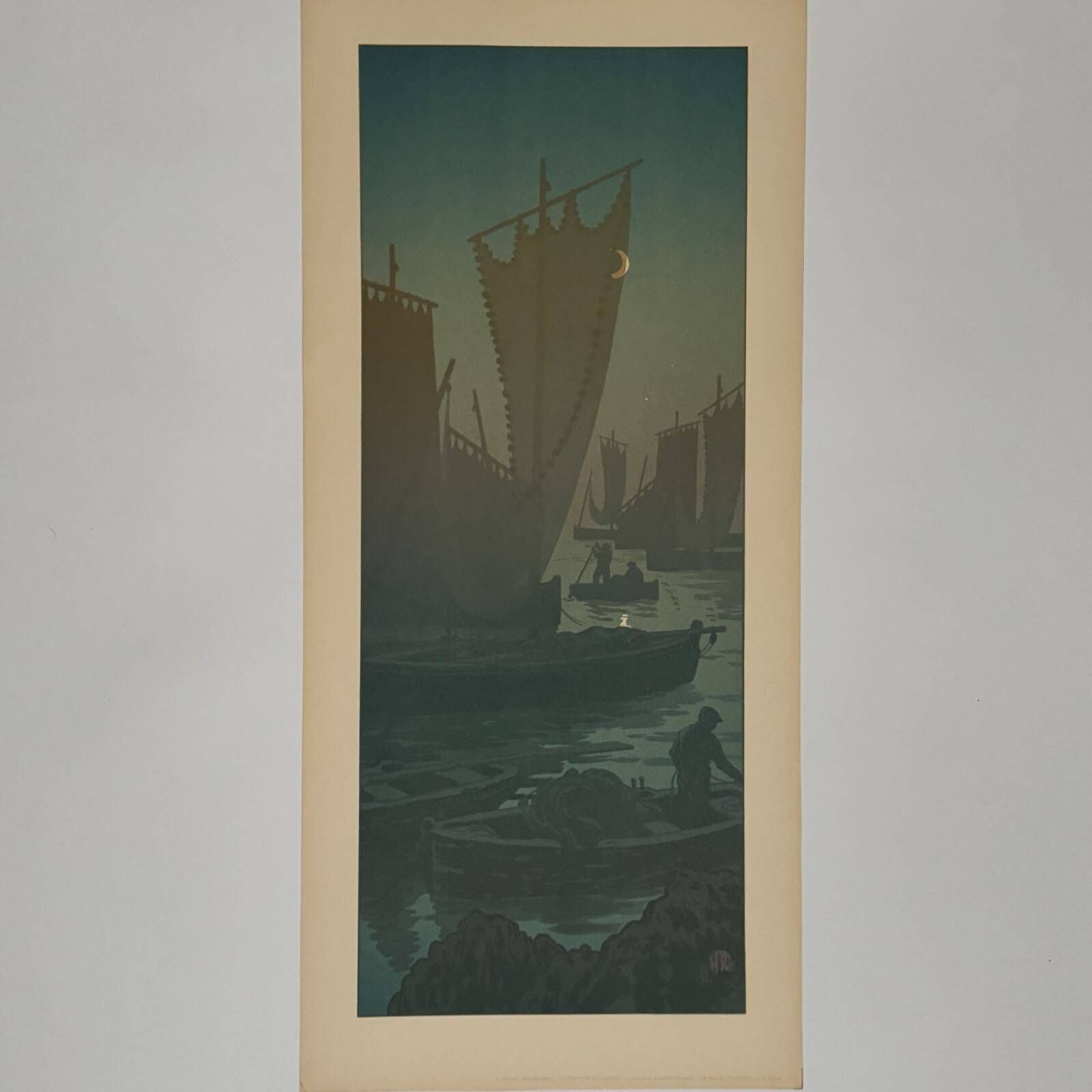 Lithographie par Henri Rivière La Féérie des Heures Le Premier Quartier
