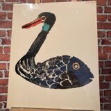 Poster "printed separately" signed André François representing a fish duck