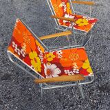 2 folding armchairs camping or beach vintage 70