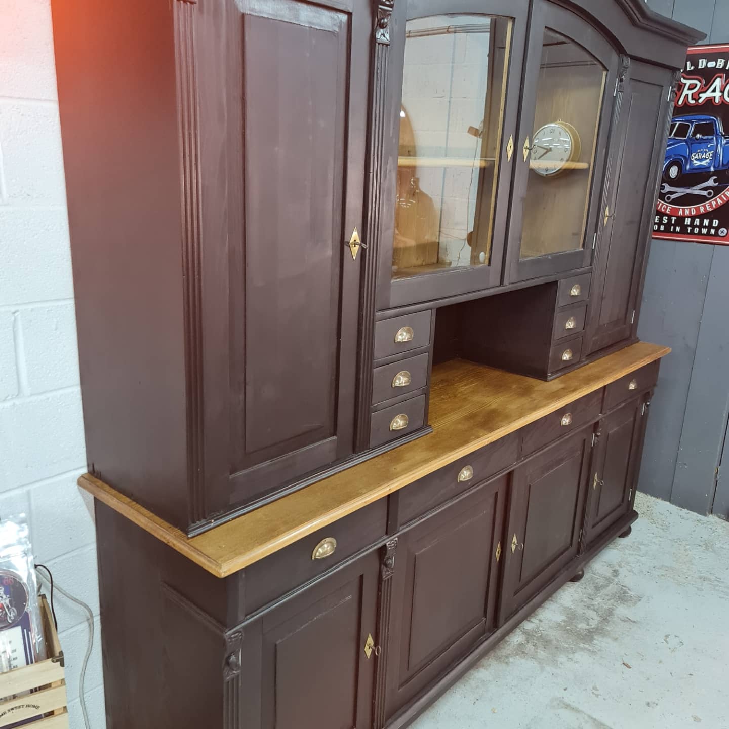Large cabinet cabinet patina black buffet bookcase drawers