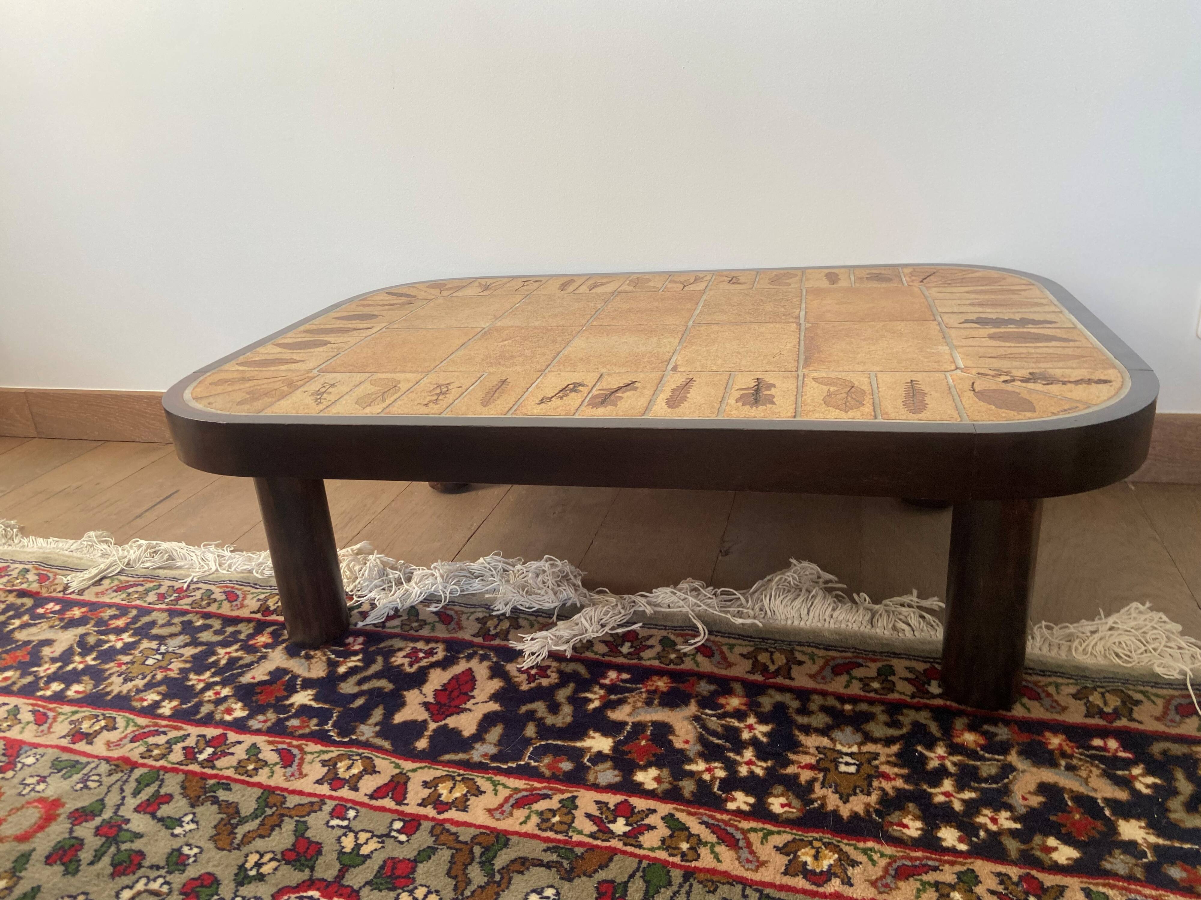 Iconic coffee table "Herbier" by Roger Capron – Vallauris, 1960s