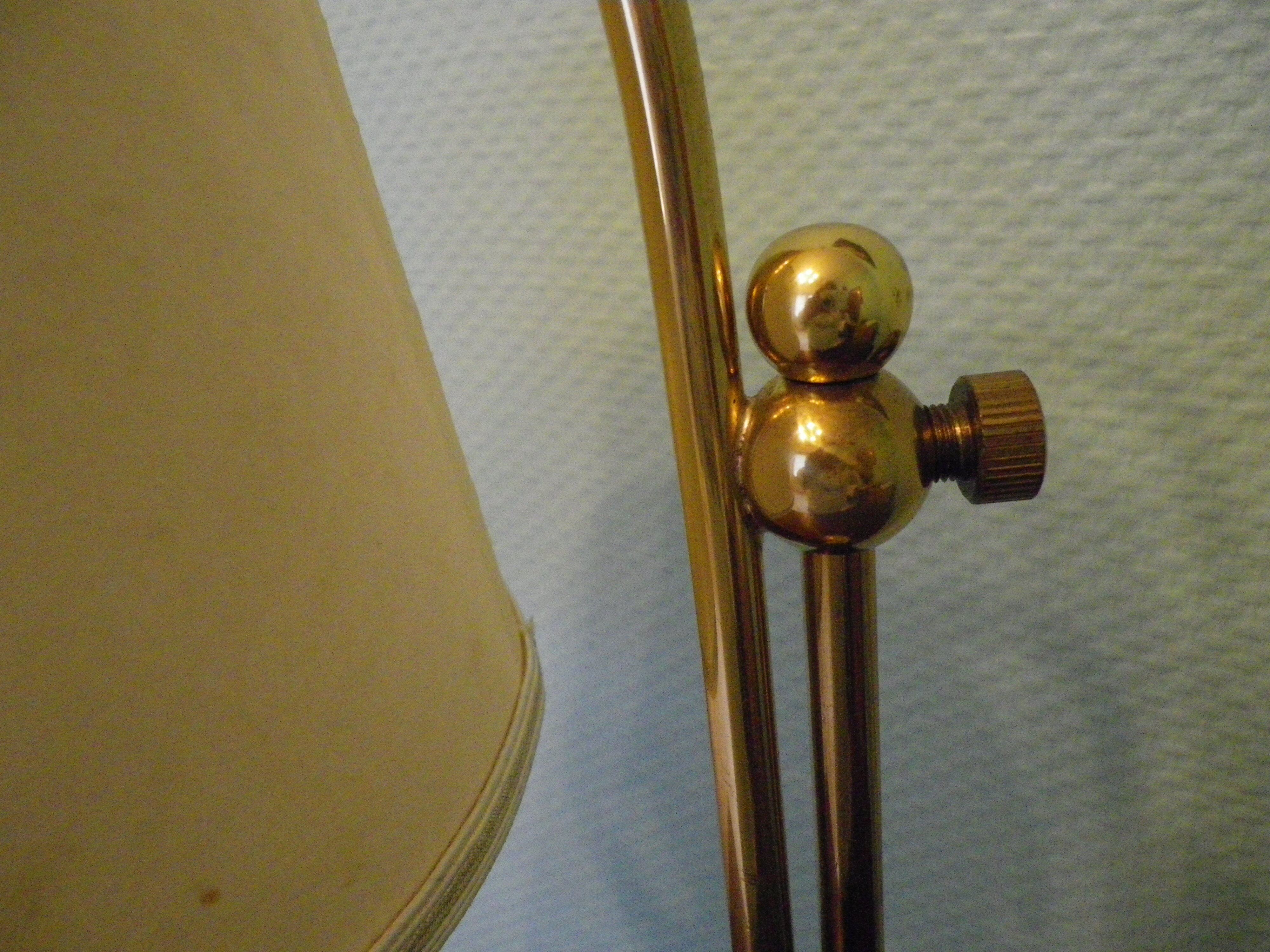 Reclining table lamp by Koch & Lowy for OMI, brass, metal, fabric - Germany - 60s/70s
