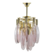 Italian chandelier in brass with tear-shaped Murano glass, 1970s