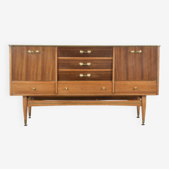 Midcentury sideboard in walnut and brass