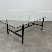 Table basse années 50 verre et métal noir