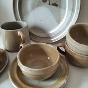 Vintage stoneware brunch set from the Marais region, country decor