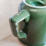 Bistro service, mugs, milk jug, green porcelain bistro coffee maker