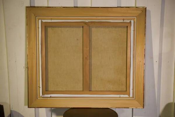 Oil on canvas expressionist figurative painting "Along the Canal" by Jean-Pierre Couprie 1980