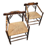 A pair of Dutch oak / matching Rush Chairs 1930s