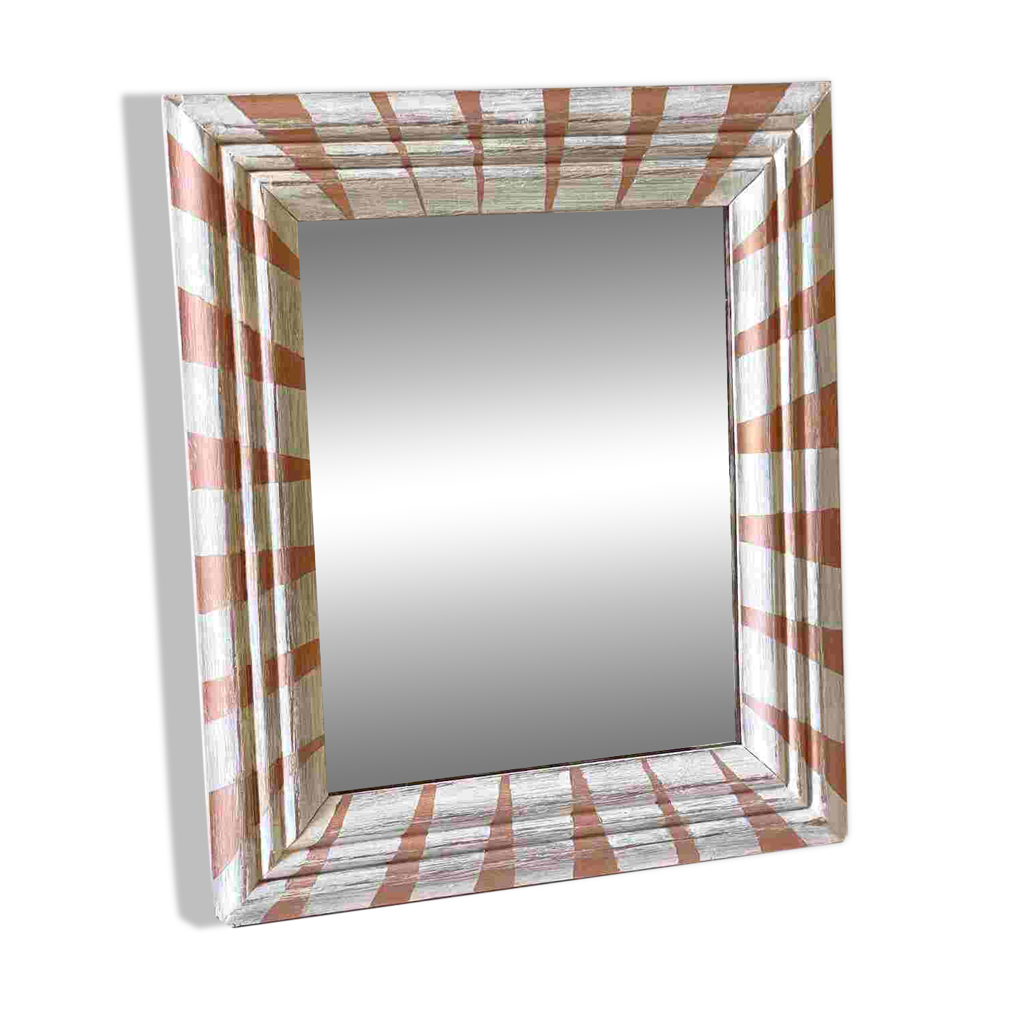 Antique hand-painted wooden mirror