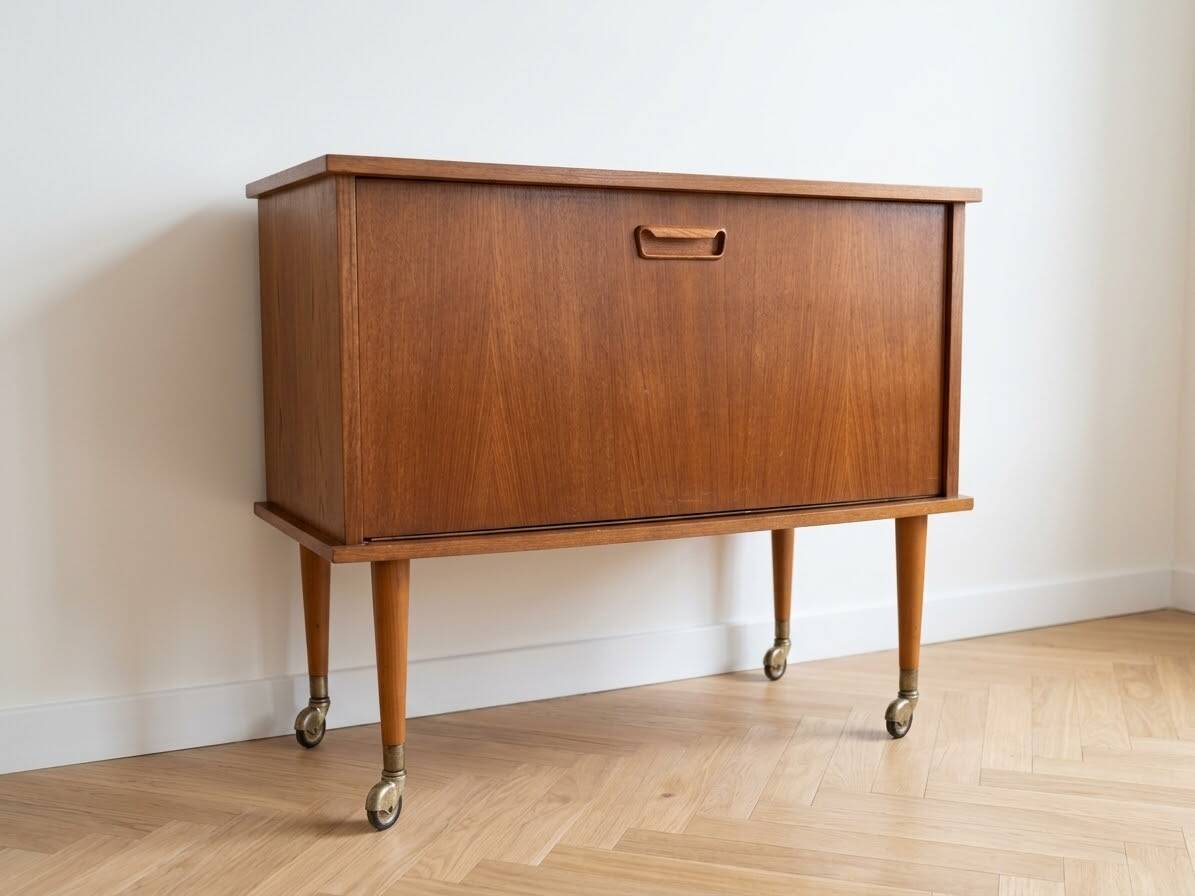 Meuble bar scandinave vintage en teck