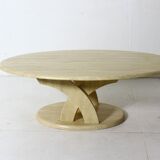 Vintage oval travertine coffee table from the 70s