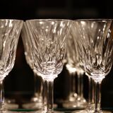 Suite of 8 crystal water glasses of Saint Louis, Model Cerdagne