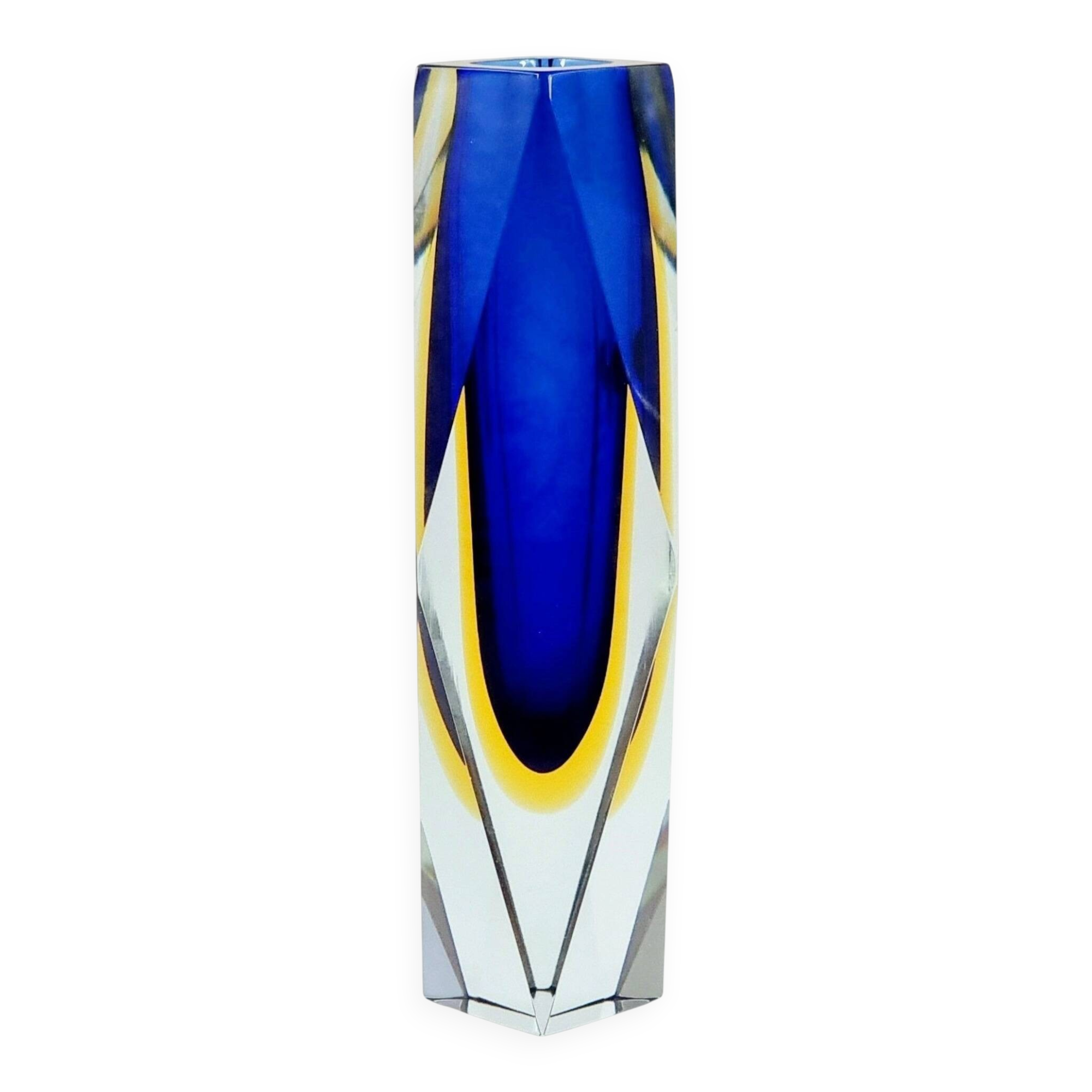 Vase en verre Murano Sommerso du milieu du siècle par F. Poli pour A. Mandruzzato, années 1970.