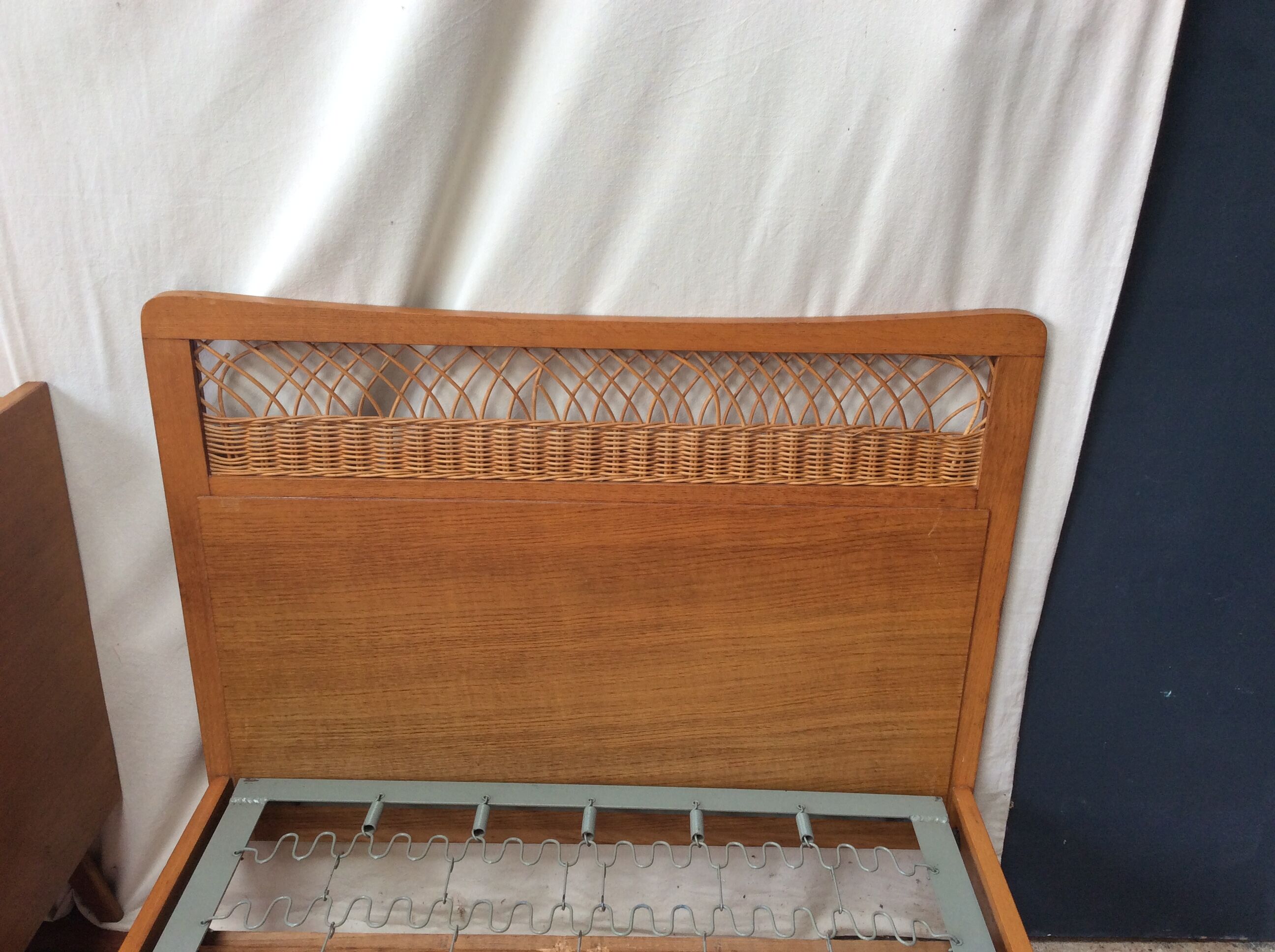 Bed in wood and rattan of the 50/60