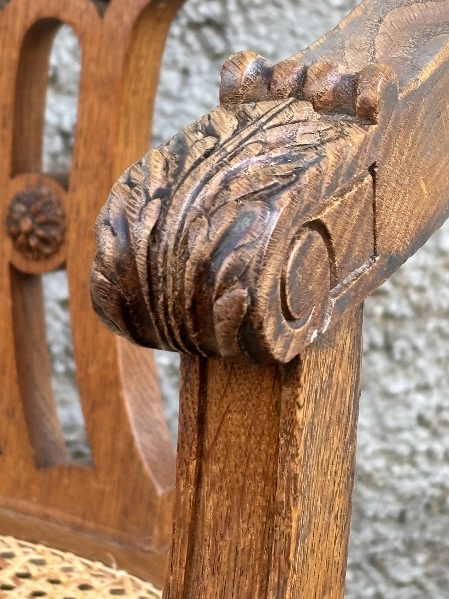 American office chair Louis XVI style wood and caning 1900