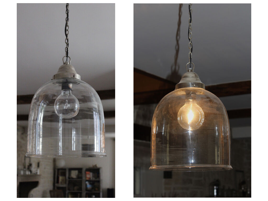 Glass bell hanging lamp