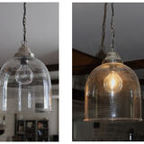 Glass bell hanging lamp