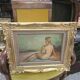 A Boyer: Oil on panel depicting a seated female nude from behind.