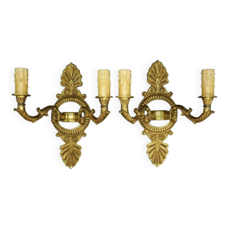 Paire d'appliques aux palmettes style Empire / Restauration