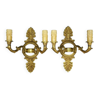 Pair of sconces with Empire / Restoration style palmettes