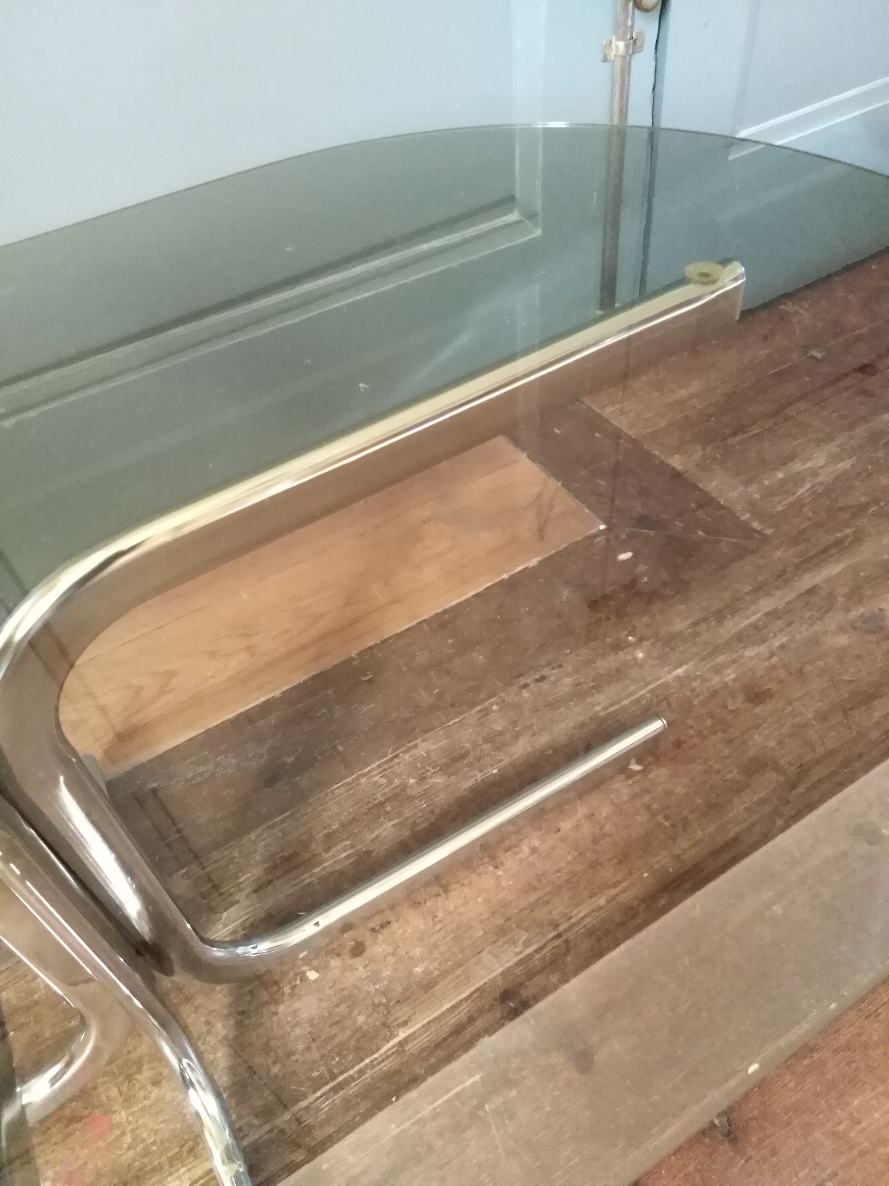 Glass and chrome coffee table 1970