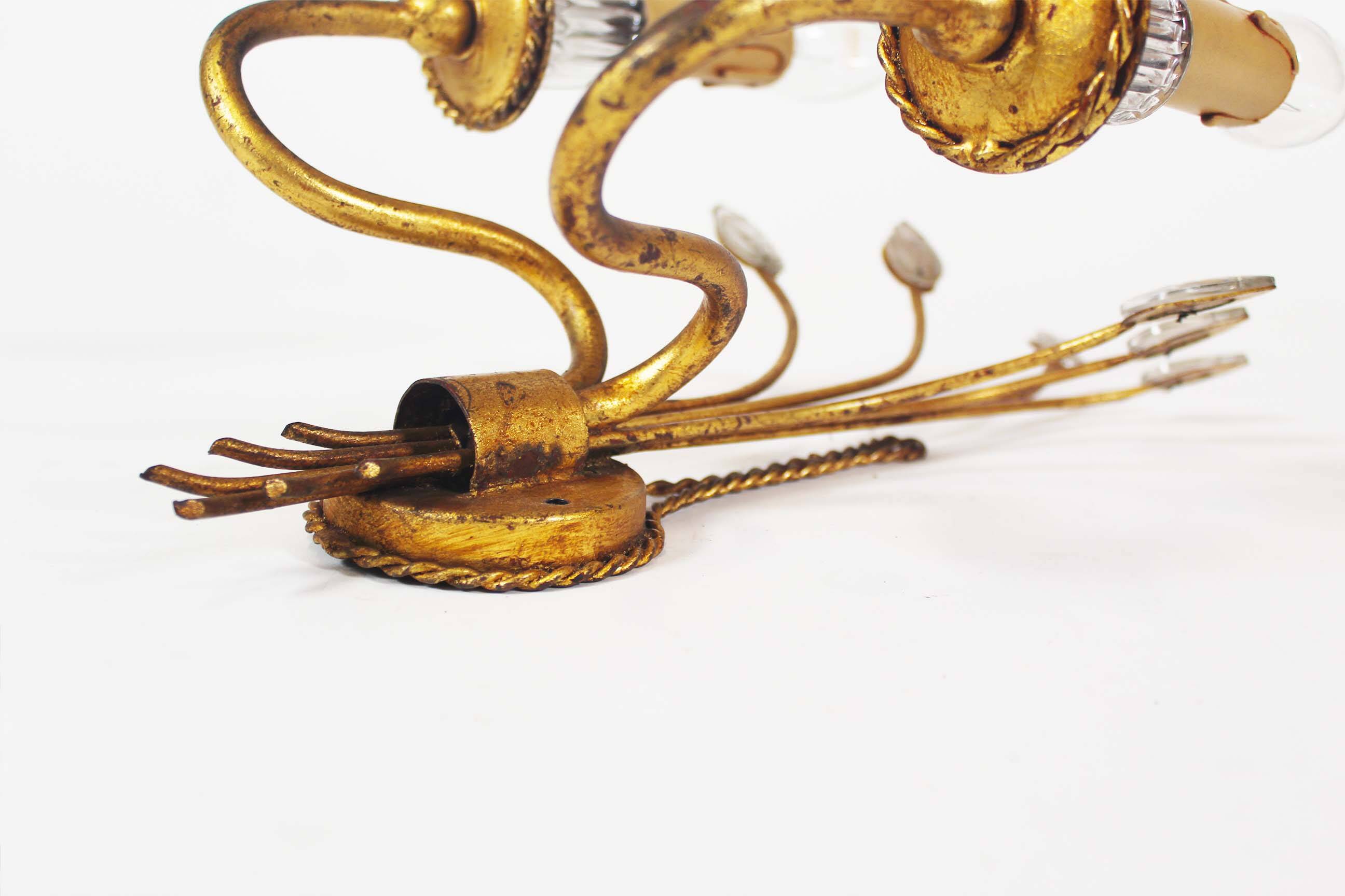 Single gilded and crystal florentine sconce by Banci Firenze.