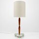 Scandinavian table lamp in glass, wood and brass 1960 Nybro Armaturfabrik