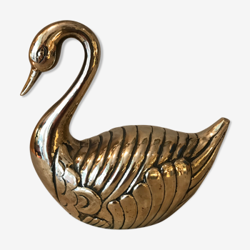 Large vintage brass swan 1970