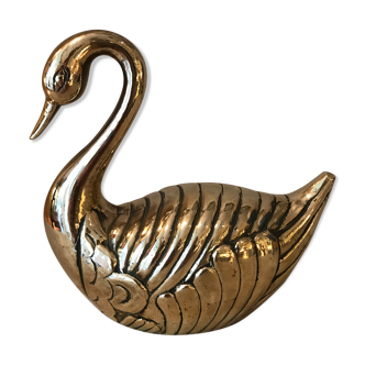 Large vintage brass swan 1970